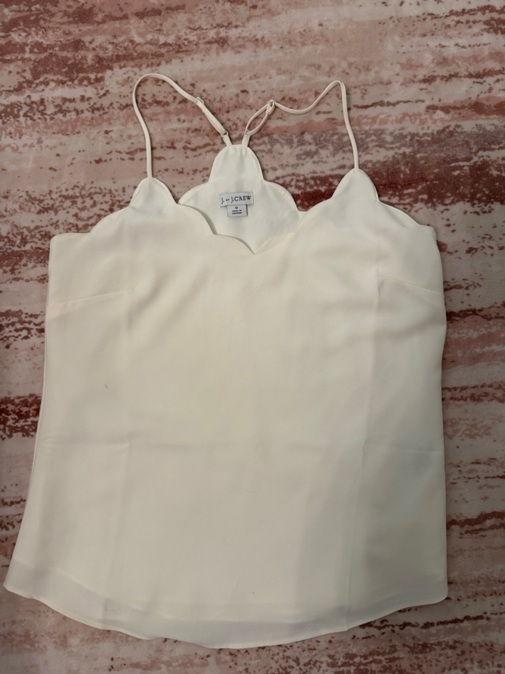 J. Crew Cream Scallop-Edge Silk-Feel Camisole